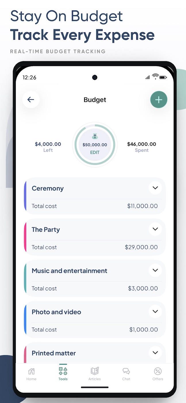 Wedding budget on Android