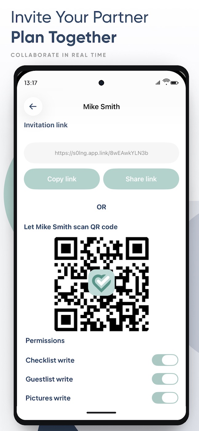 Partner invite on Android