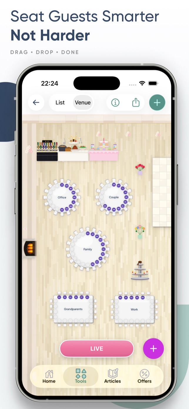 Drag and drop table placement in Wevowly
